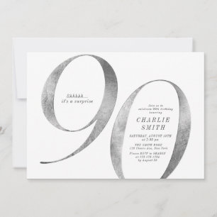 Modern minimalist faux silver 90th birthday invitation