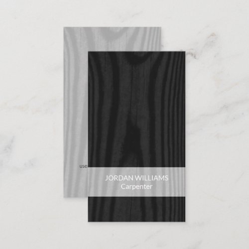Modern Minimalist Faux Wood Black  Gray Vertical Business Card