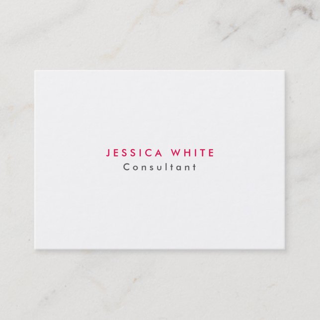 Modern Minimalist Feminine Gray White Business Card (Front)