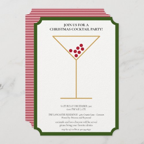 Modern Minimalist Festive Christmas Cocktail Party Invitation