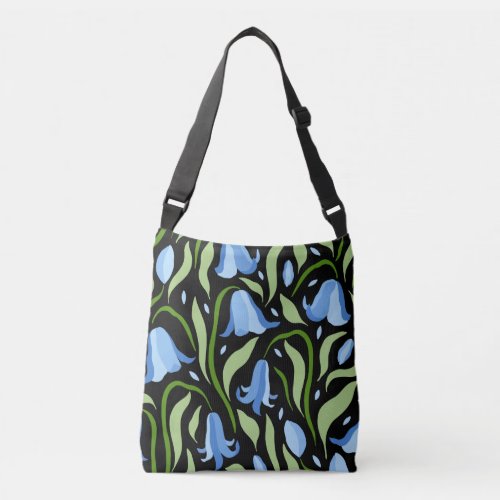 Modern Minimalist Field of Flowers Bluebells  Crossbody Bag