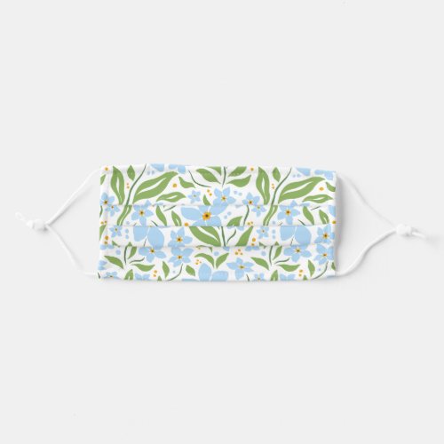 Modern Minimalist Field of Flowers Forget Me Nots Adult Cloth Face Mask