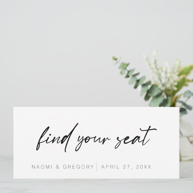 Modern Minimalist Find Your Seat Header Card (Standing Front)