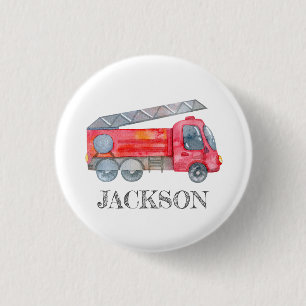 Modern Minimalist Fireman birthday Party Button