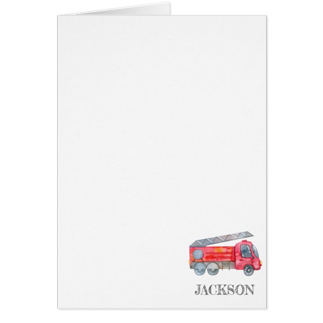 Modern Minimalist Fireman birthday Party Cards (Front)
