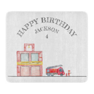 Modern Minimalist Fireman birthday Party Cutting Board