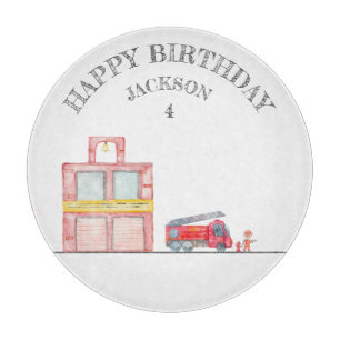 Modern Minimalist Fireman birthday Party Cutting Board