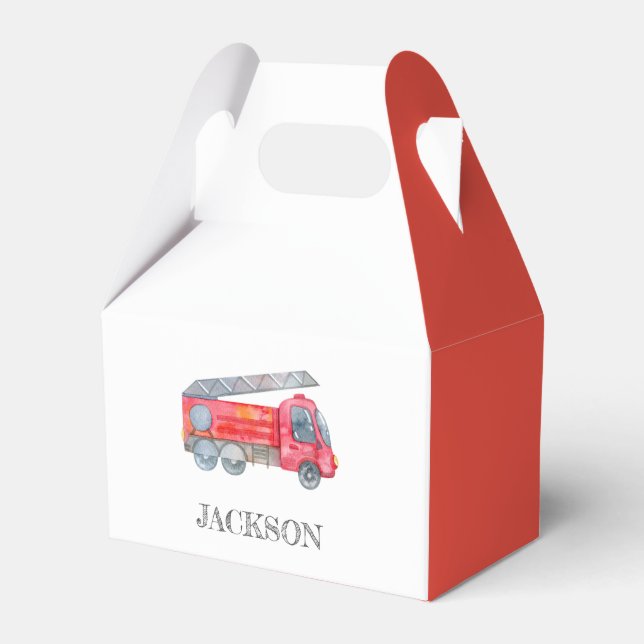 Modern Minimalist Fireman birthday Party Favor Boxes (Front Side)