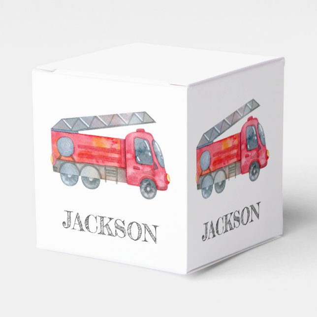 Modern Minimalist Fireman birthday Party Favor Boxes (Front Side)