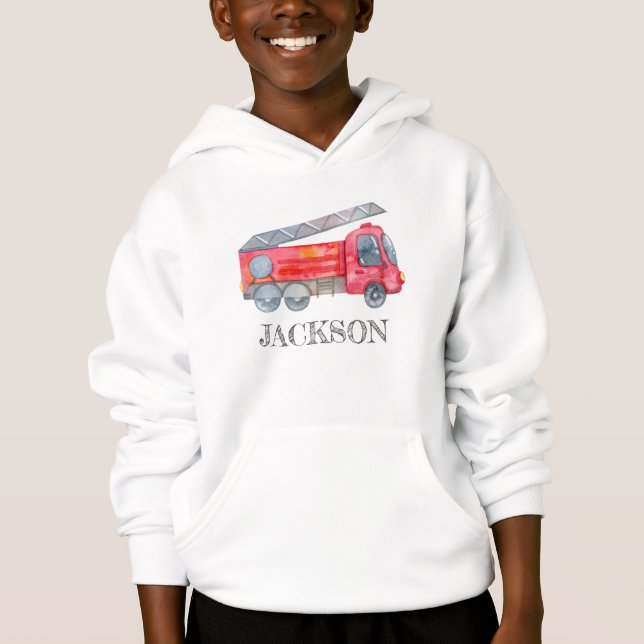 Modern Minimalist Fireman birthday Party Hoodie (Front)