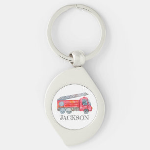 Modern Minimalist Fireman birthday Party Keychain