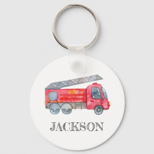 Modern Minimalist Fireman birthday Party Keychain