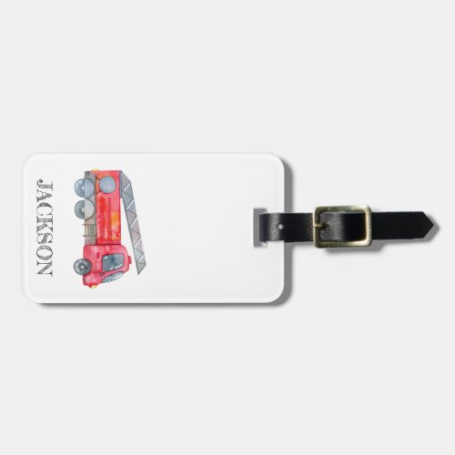 Modern Minimalist Fireman birthday Party Luggage Tag