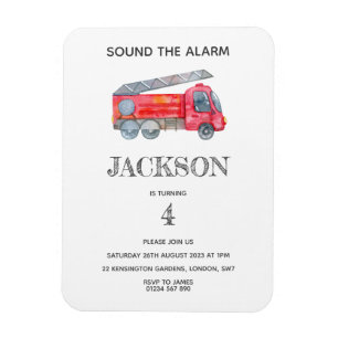 Modern Minimalist Fireman birthday Party Magnet