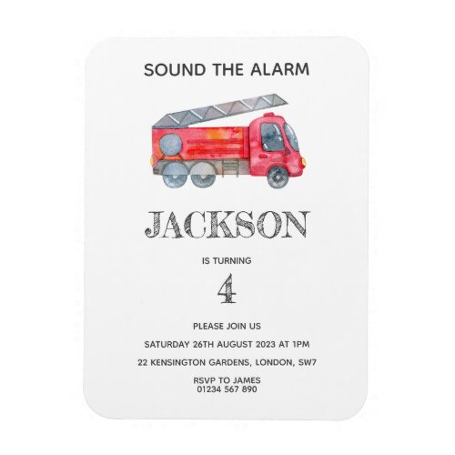 Modern Minimalist Fireman birthday Party Magnet