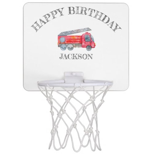 Modern Minimalist Fireman birthday Party Mini Basketball Hoop
