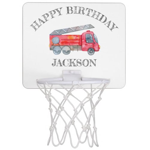 Modern Minimalist Fireman birthday Party Mini Basketball Hoop