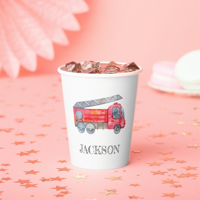 Modern Minimalist Fireman birthday Party Paper Cups (Insitu)
