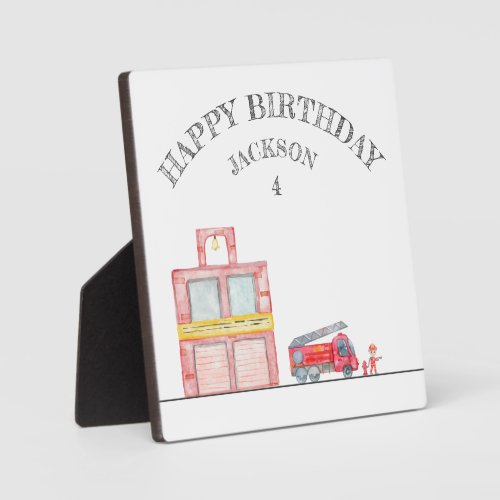 Modern Minimalist Fireman birthday Party Plaque