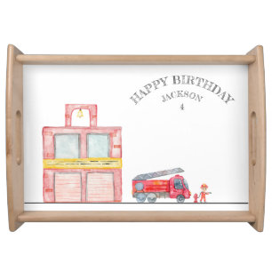 Modern Minimalist Fireman birthday Party Serving Tray