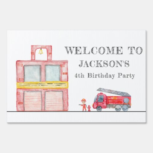 Modern Minimalist Fireman birthday Party Sign