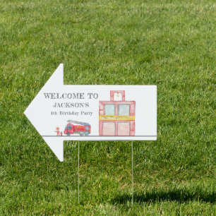 Modern Minimalist Fireman birthday Party Sign