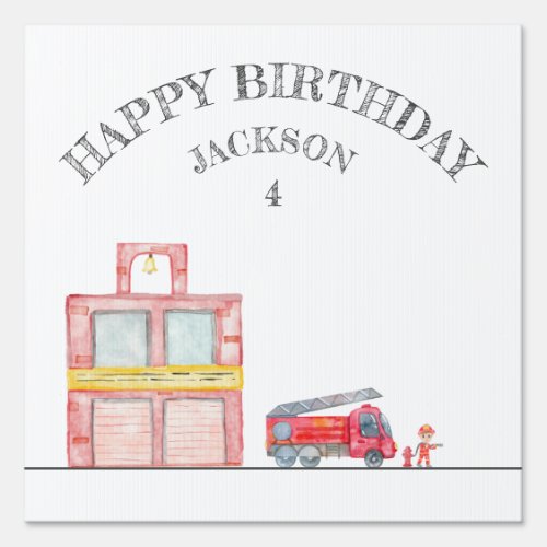 Modern Minimalist Fireman birthday Party Sign