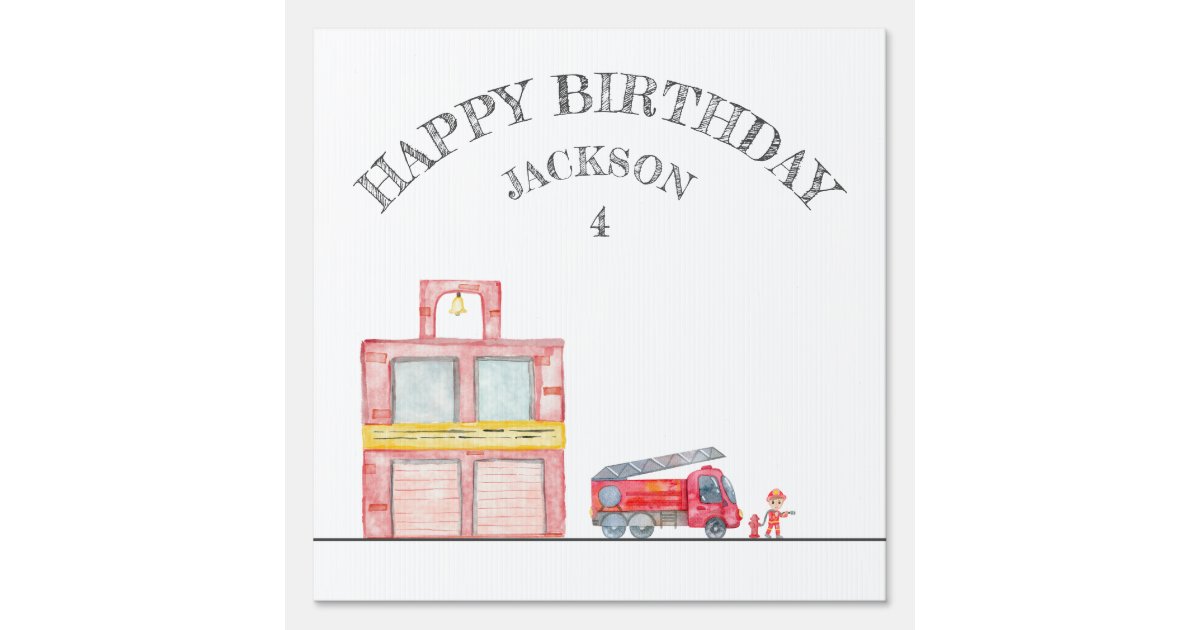 Modern Minimalist Fireman birthday Party Sign | Zazzle