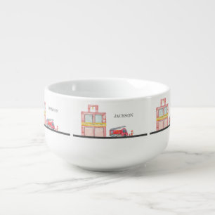 Modern Minimalist Fireman birthday Party Soup Mug