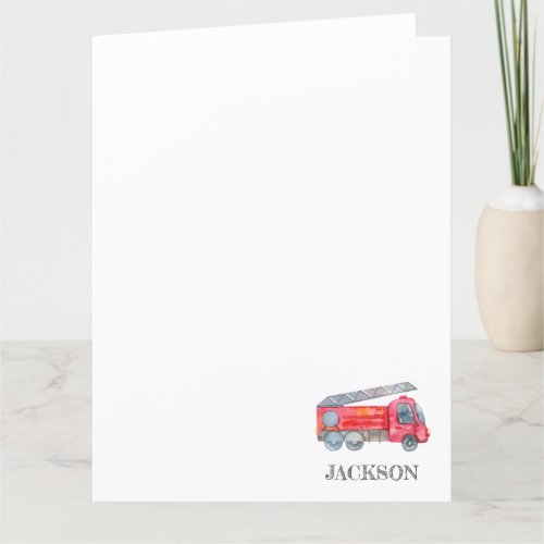 Modern Minimalist Fireman birthday Party Thank You Card