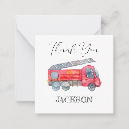 Modern Minimalist Fireman birthday Party Thank You Note Card