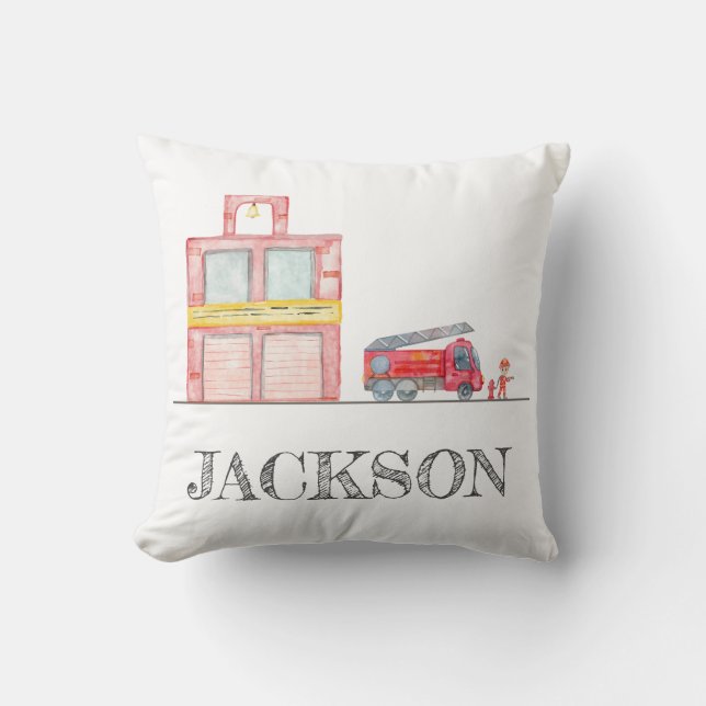 Modern Minimalist Fireman birthday Party  Throw Pillow (Front)