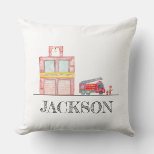 Modern Minimalist Fireman birthday Party  Throw Pillow