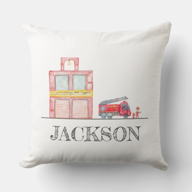 Modern Minimalist Fireman birthday Party  Throw Pillow (Front)