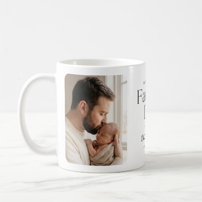 Modern Minimalist First Father's Day Two Photo Coffee Mug (Left)
