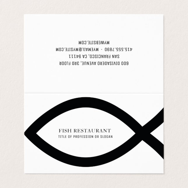 Modern Minimalist Fish Restaurant Logo  Business Card (Outside Unfolded)