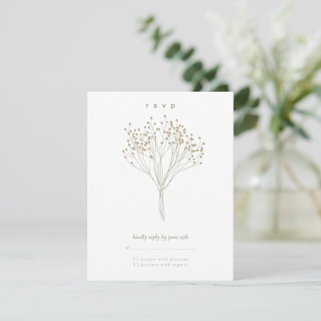 Modern Minimalist Floral Baby Shower RSVP Card (Standing Front)