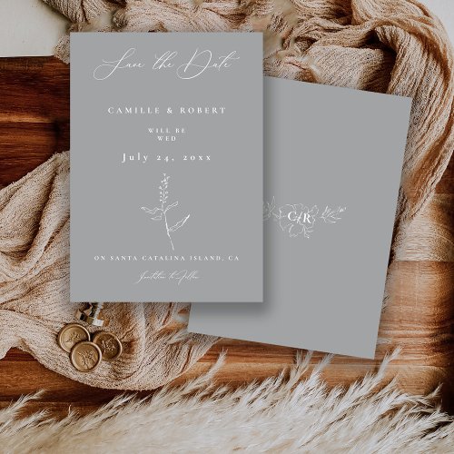 Modern Minimalist Floral Calligraphy Wedding Save The Date