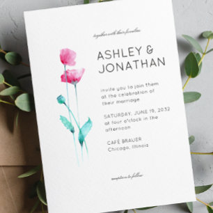 Modern Minimalist Floral Detail Wedding Invitation