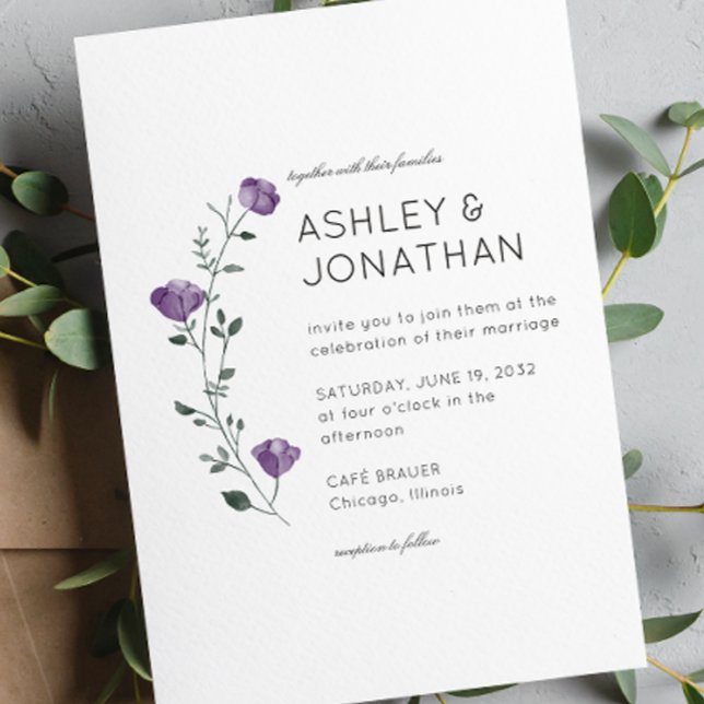 Modern Minimalist Floral Detail Wedding Invitation (Creator Uploaded)