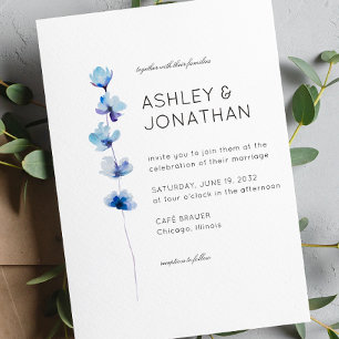 Modern Minimalist Floral Detail Wedding Invitation