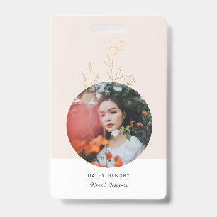Modern Minimalist Floral Gold Badge
