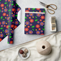 Modern Minimalist Floral Pattern dark blue