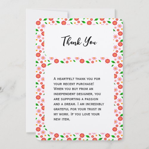 Modern Minimalist Floral Patternwhite background Thank You Card