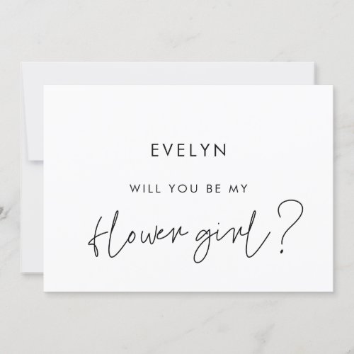 Modern Minimalist Flower girl proposal card