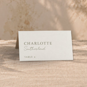 Modern Minimalist Folded Ivory Wedding Place Card