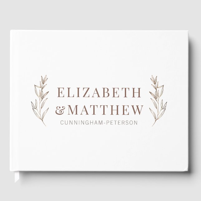 Modern + Minimalist Foliage Wedding Guest Book (Front)