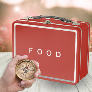 Modern Minimalist Food Personalized Name on Back Metal Lunch Box