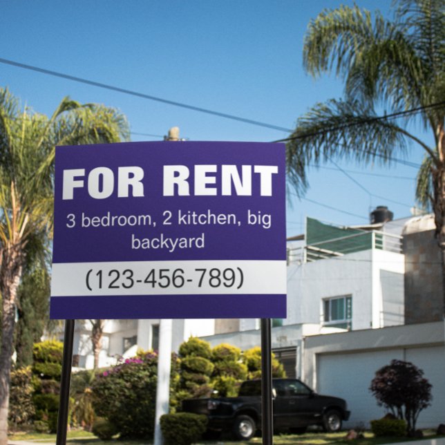Modern Minimalist For Rent Real Estate Dark Blue Sign (Modern Minimalist For Rent Real Estate Dark Blue Sign)
