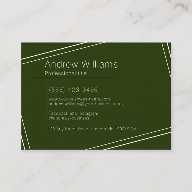 Modern Minimalist Forest Green Professional Simple Business Card (Front)
